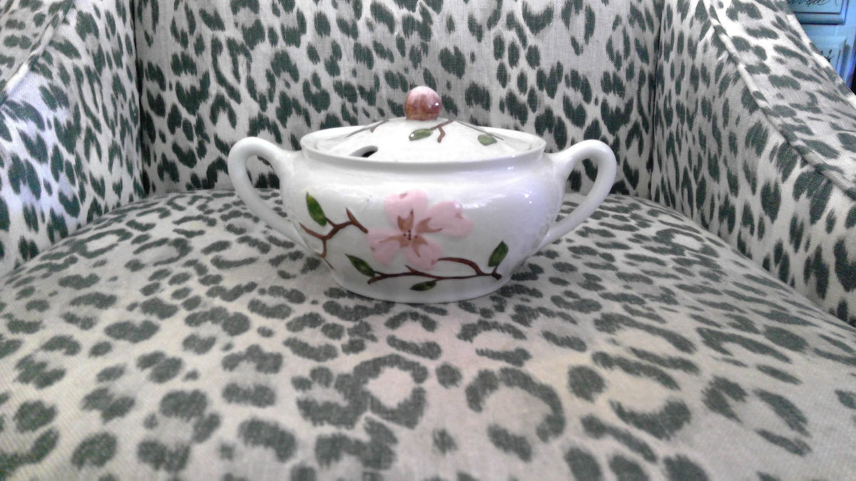 Vintage 1940s Orchard Ware Pink Dogwood Sauce Bowl with Lid