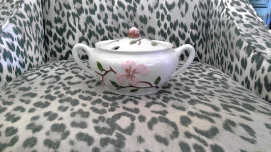 Vintage 1940s Orchard Ware Pink Dogwood Sauce Bowl with Lid