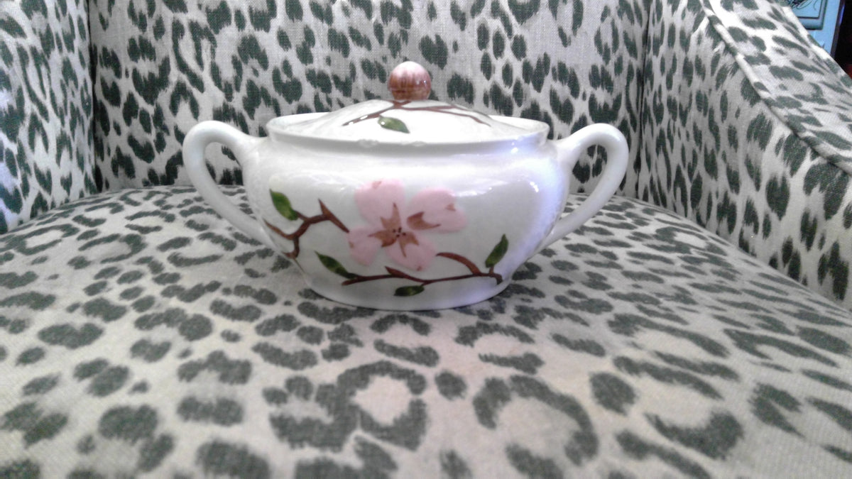 Vintage 1940s Orchard Ware Pink Dogwood Sauce Bowl with Lid