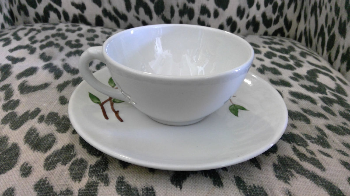 Vintage 1940s Orchard Ware Pink Dogwood Tea Cup & Saucer Set