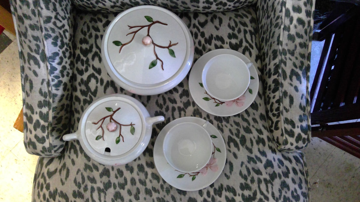 Vintage 1940s Orchard Ware Pink Dogwood Tea Cup & Saucer Set