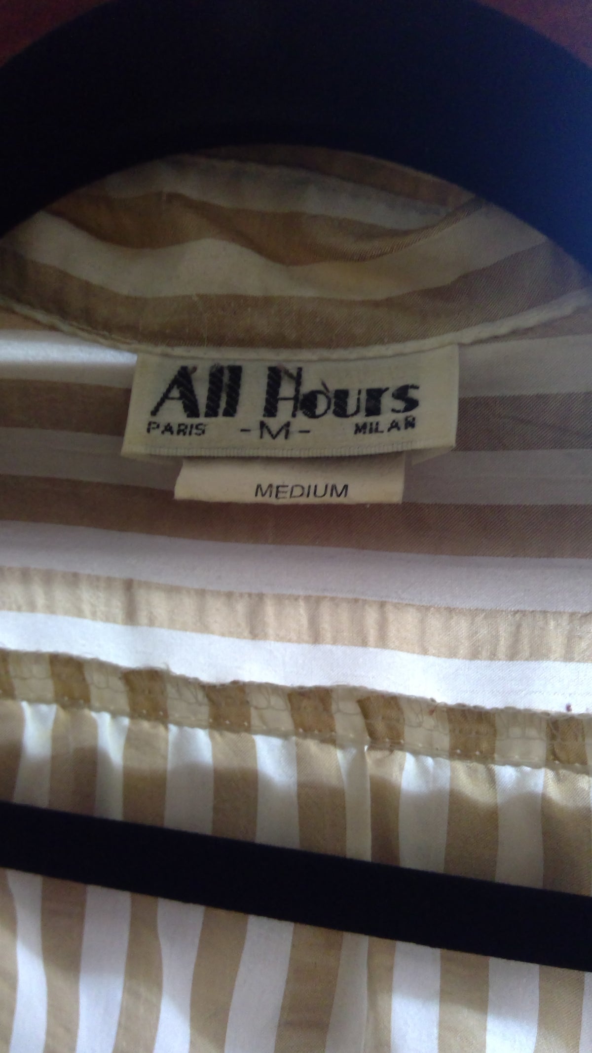 All Hours 2000s Brown & White Striped Button-Up Shirt – Size M