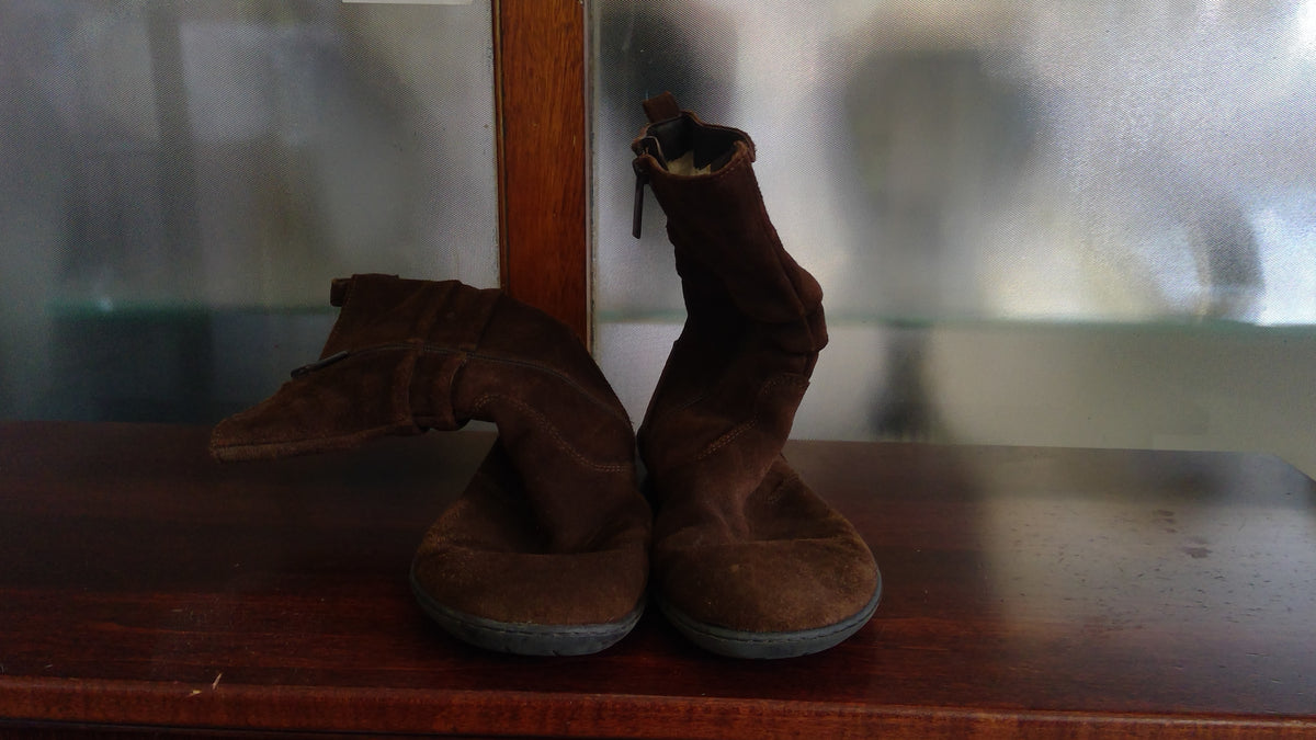 Groundies Brown Suede Slouch Boots – Size 8, Warm Wool Lining