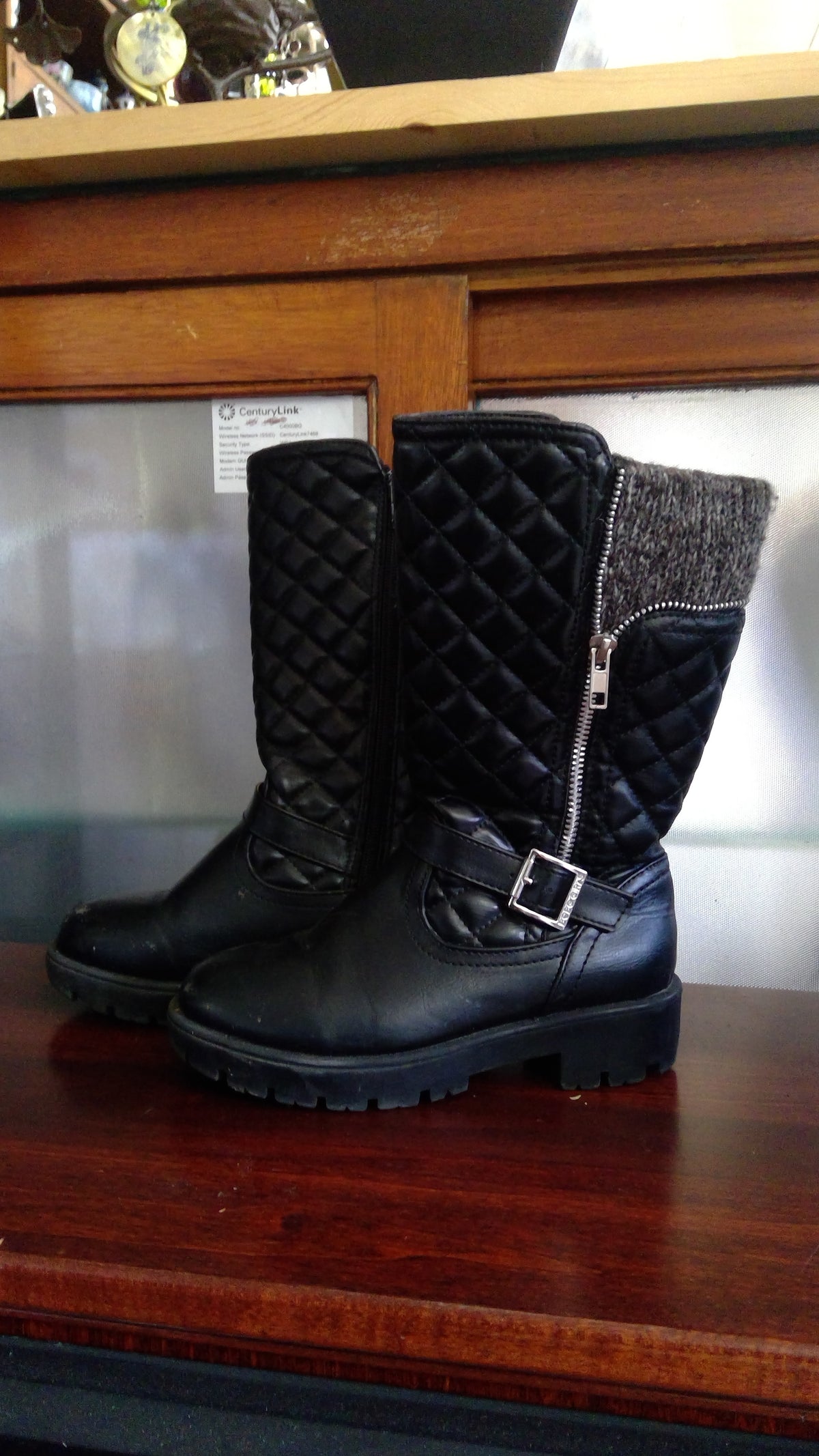 BCBG Girls Quilted Boots – Size 1, Knit Trim & Buckle Detail