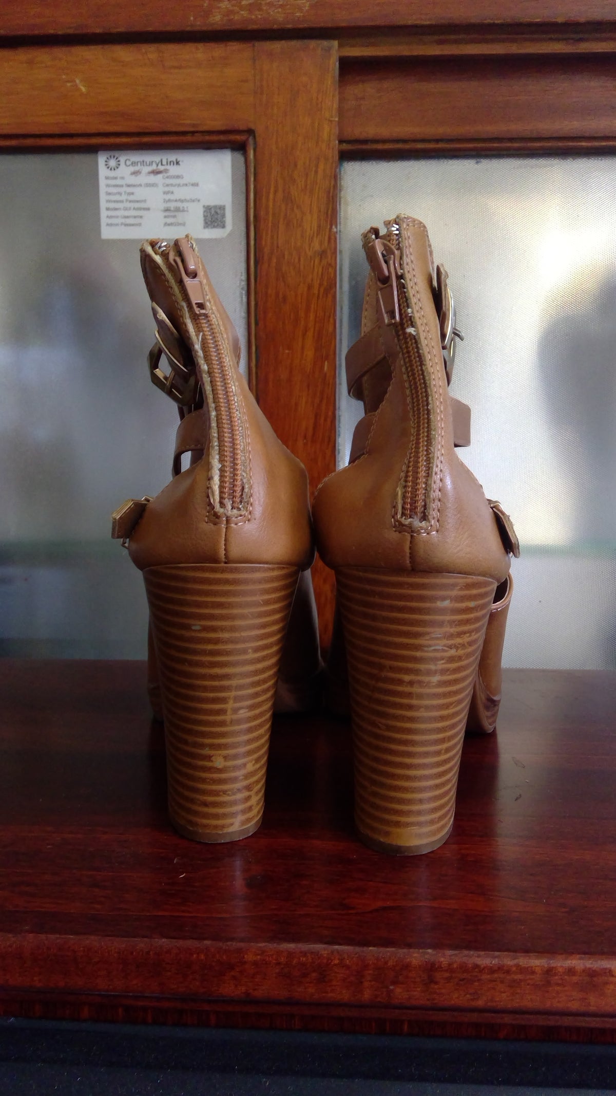 Charlotte Russe Brown Open-Toe Booties – Size 10, Criss-Cross Buckle Straps