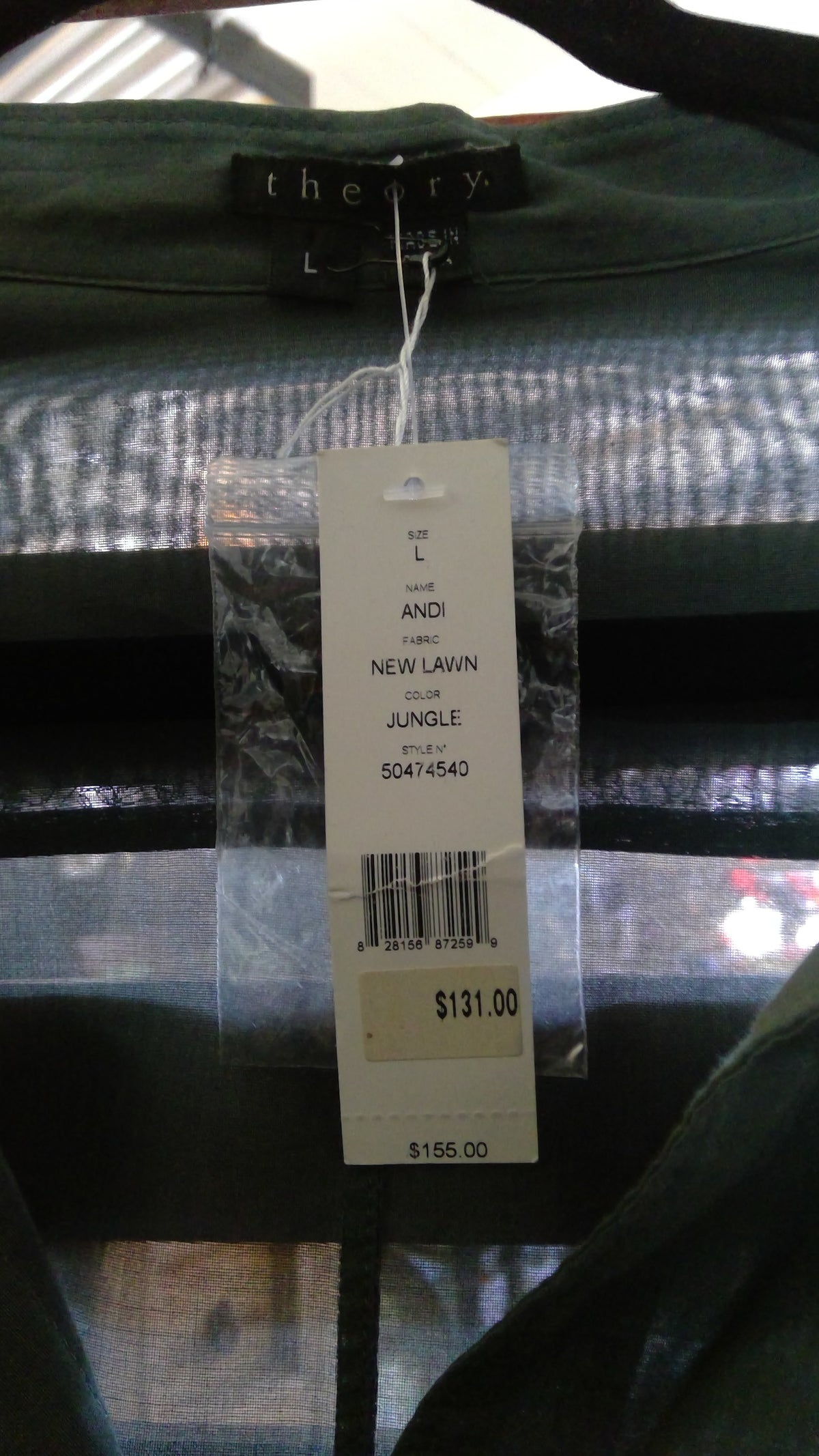 Theory “Jungle” Sage Green Cotton Blouse – NWT