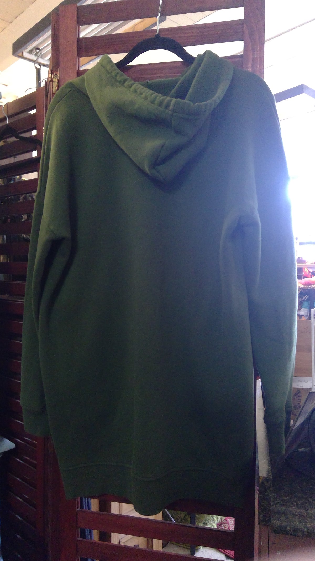 Zenana Outfitters “Mama” Olive Green Hoodie – Rose Gold Glitter, Size Small