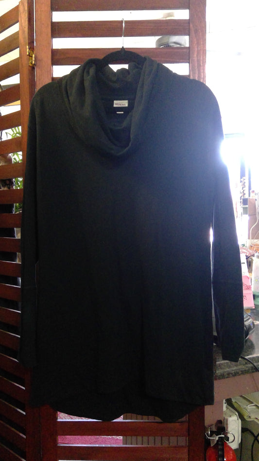 Merona Black Long-Sleeve Cowl Neck Tunic – Size Large, Ribbed Hem