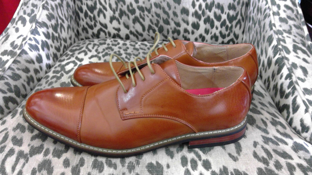 Bruno Marc Men’s Tan Cap Toe Dress Shoes – Size 11