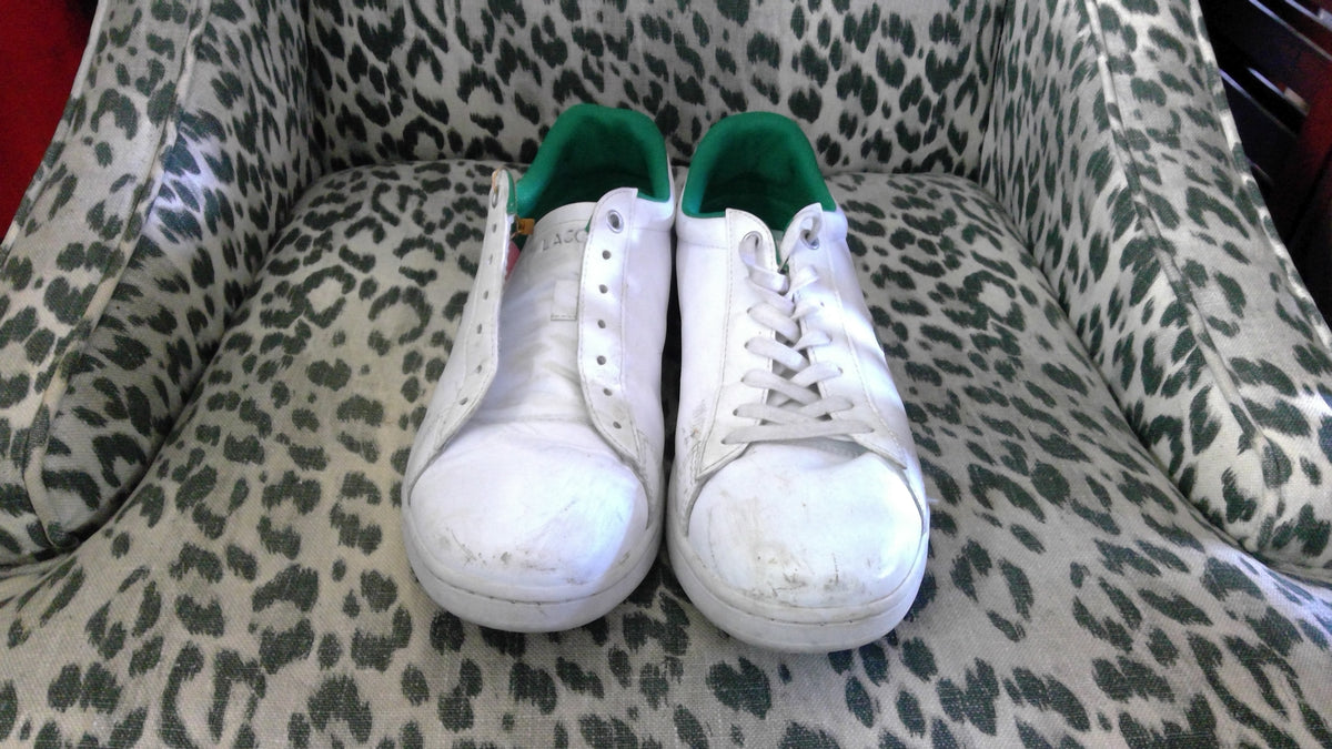 Lacoste Men’s Hydez Leather Sneakers – White & Green, Size 9
