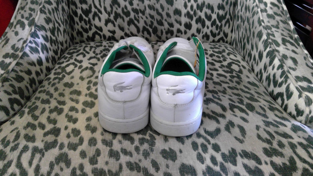 Lacoste Men’s Hydez Leather Sneakers – White & Green, Size 9