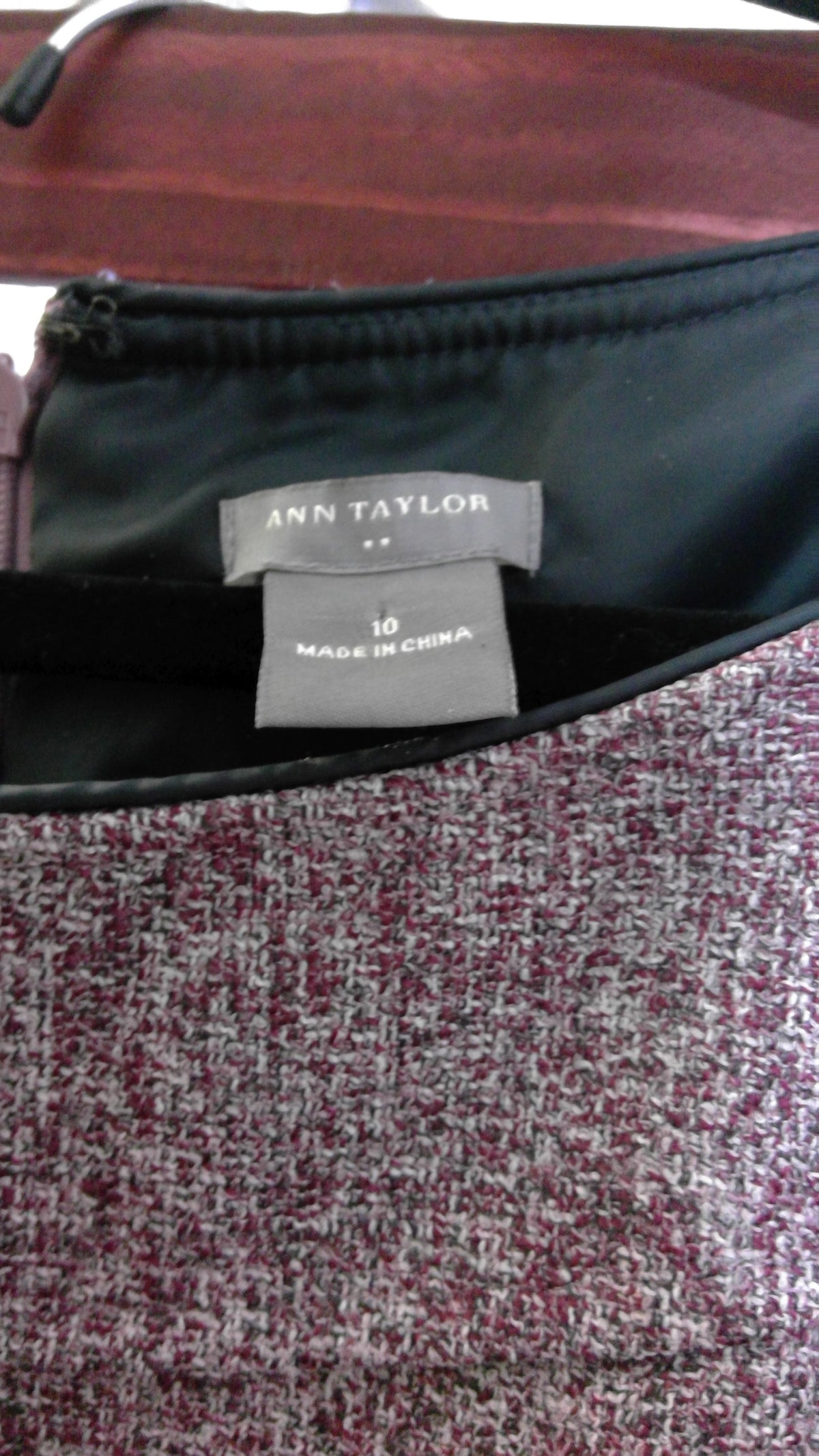 Ann Taylor Mauve Tweed Sheath Dress – Size 10, Faux Button Waist
