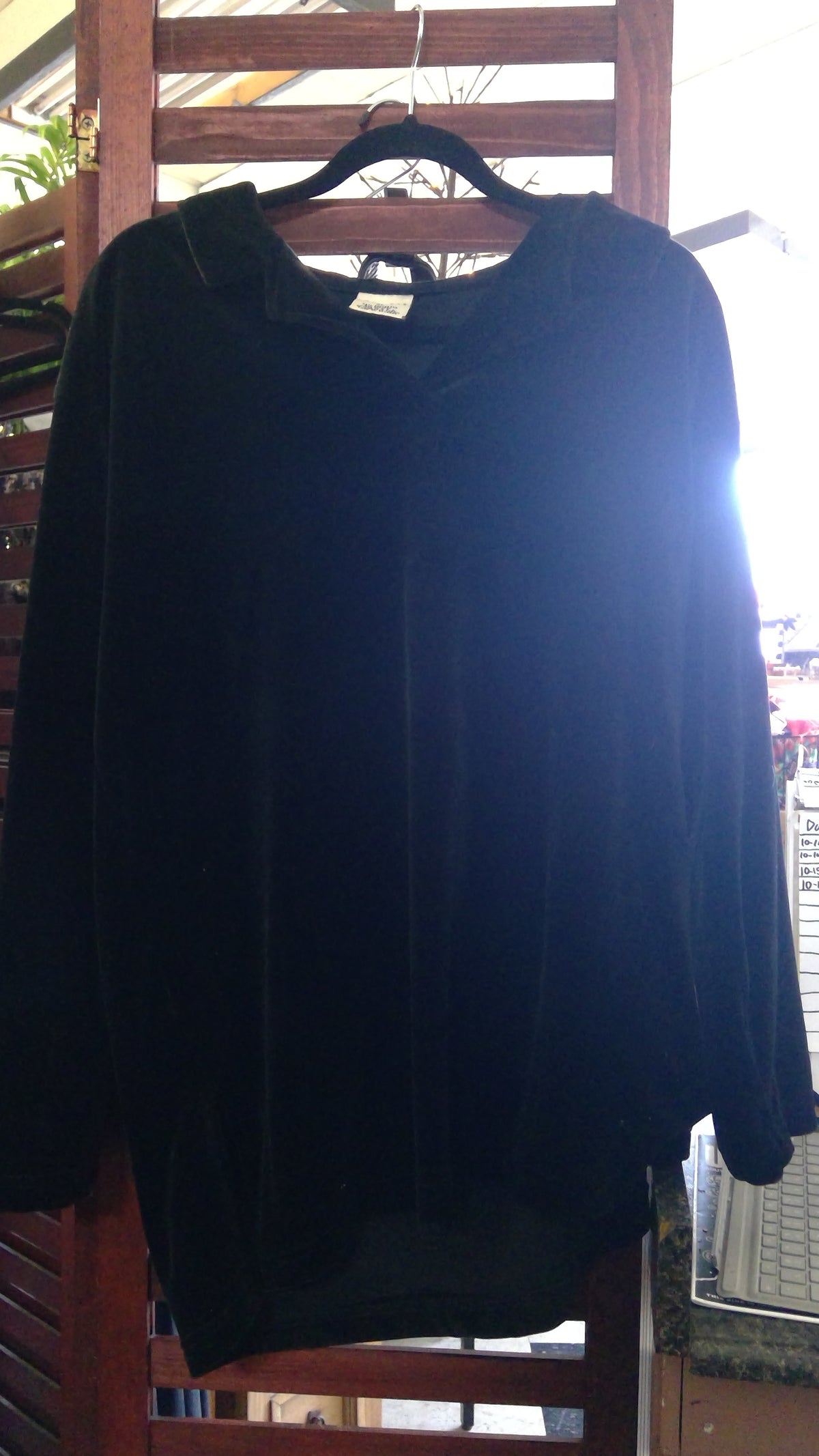 Partners Black Velvet Long-Sleeve Pullover Top – Size XL