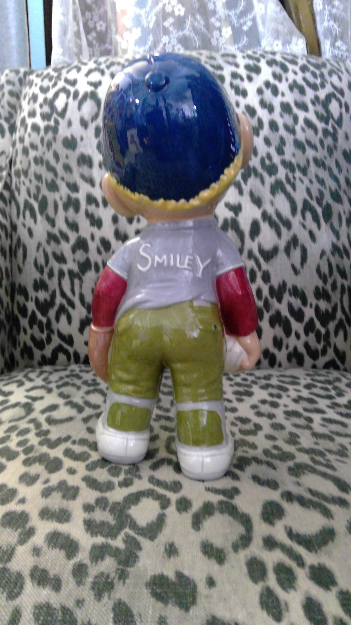 Vintage 1970s Atlantic Mold “Smiley” Boy Baseball Player Ceramic Figurine – 12"