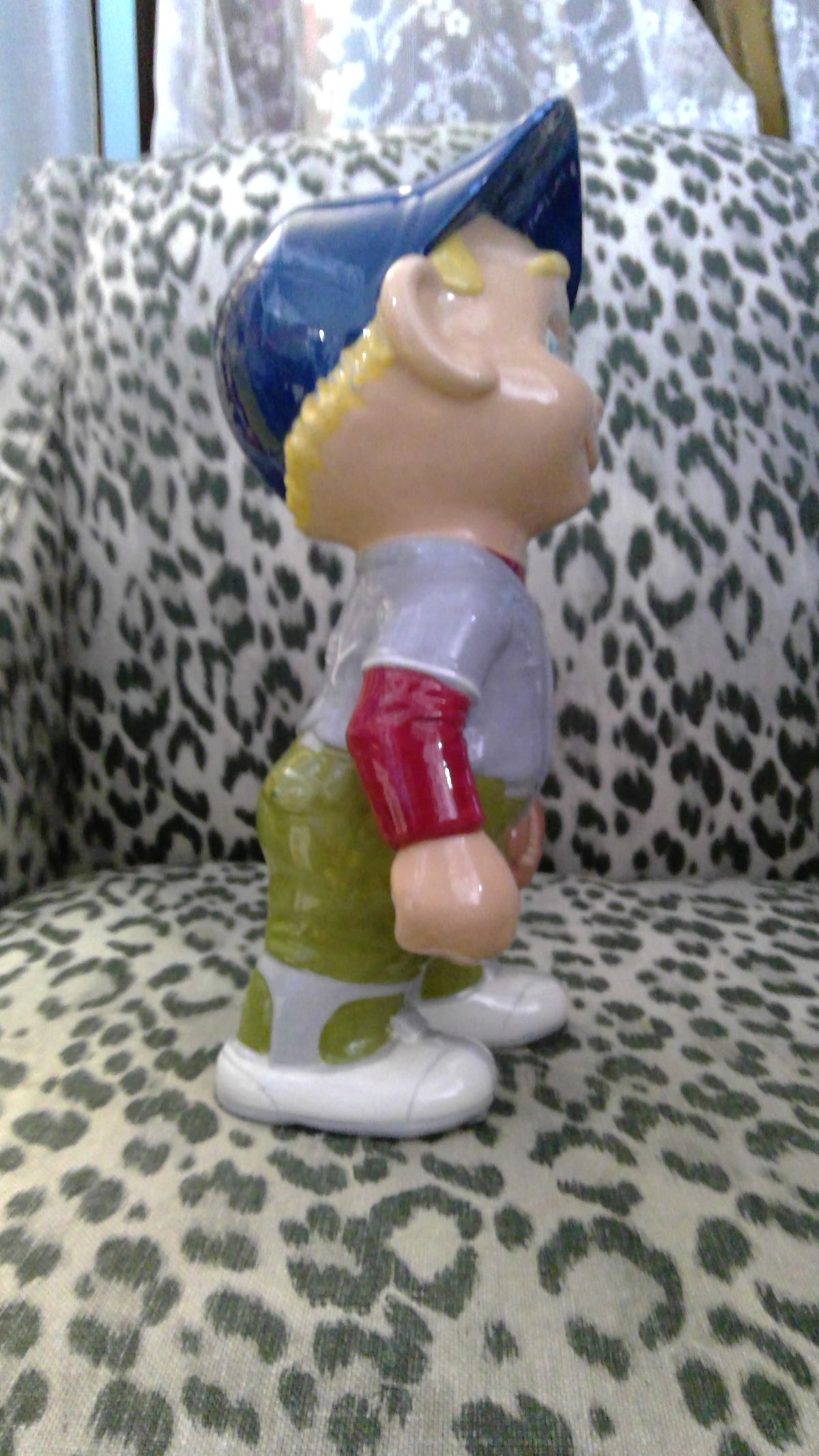 Vintage 1970s Atlantic Mold “Smiley” Boy Baseball Player Ceramic Figurine – 12"