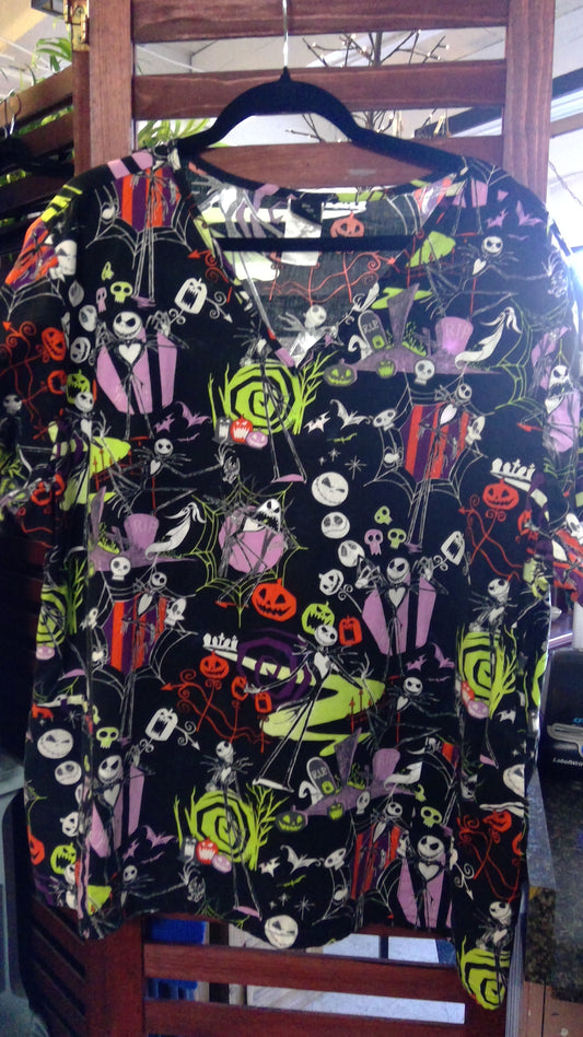 Disney The Nightmare Before Christmas Women’s V-Neck Scrub Top – Size 4XL