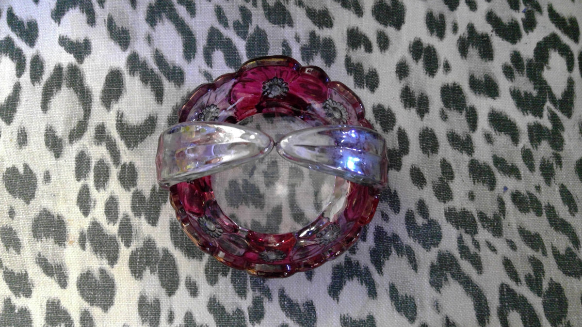 Vintage Westmoreland Glass Dogwood/Pansy Flower Basket