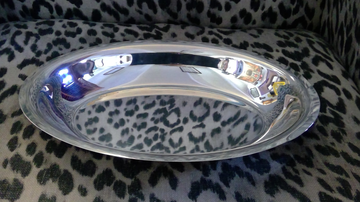 Vintage Silver-Plated Oval Serving Platter with Handles – 10" x 7"