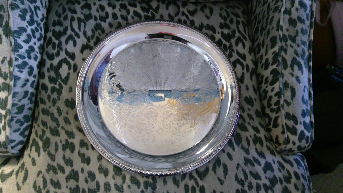 Vintage F.B. Rogers Silver Co. Silver-Plated Serving Platter – Engraved Design, 12"