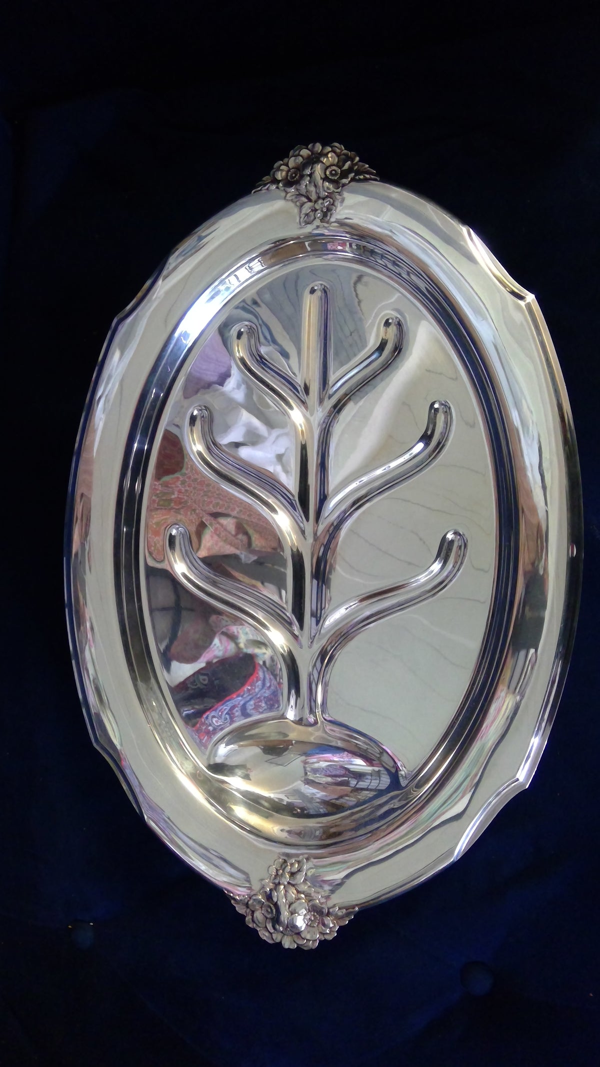 Vintage 1950s Wilcox Silver Plate Co. Footed Meat Serving Platter – Well & Tree Design, 20" x 13"