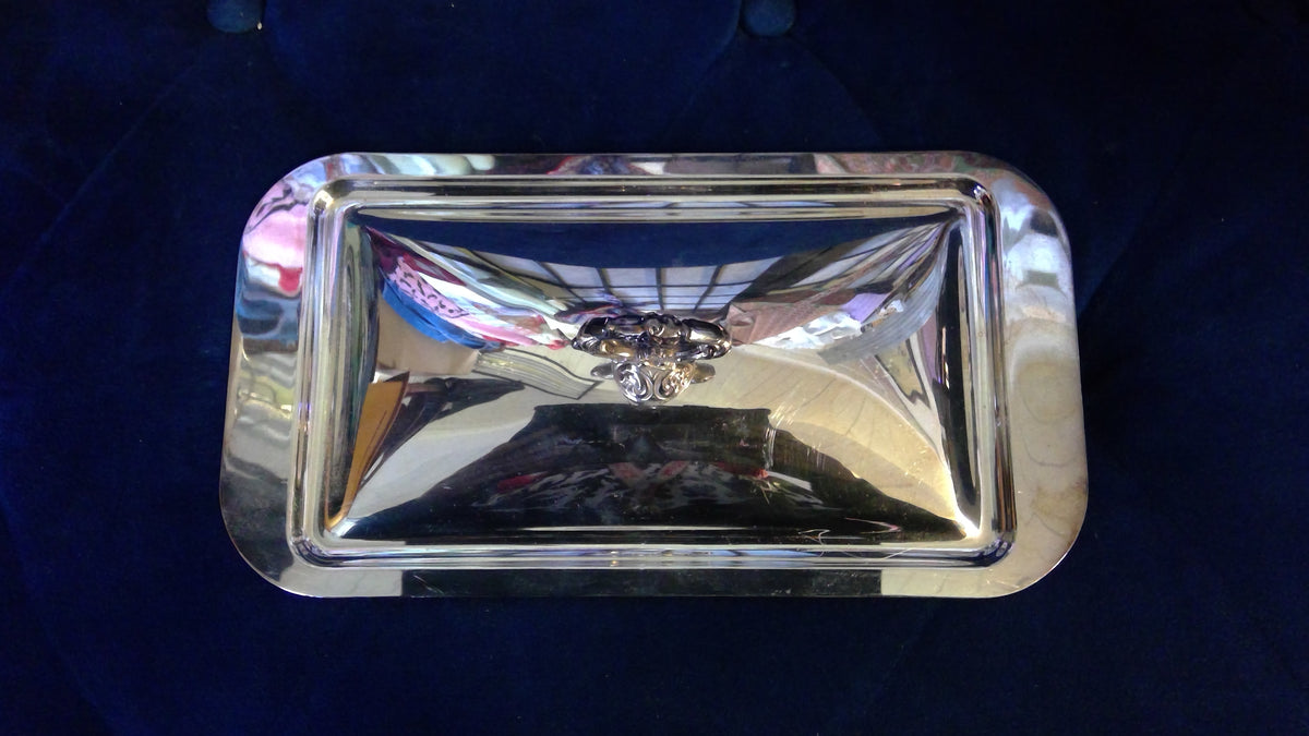 Vintage 1980s Anchor Hocking 7-Piece Casserole Set with Silver-Plated Serving Tray
