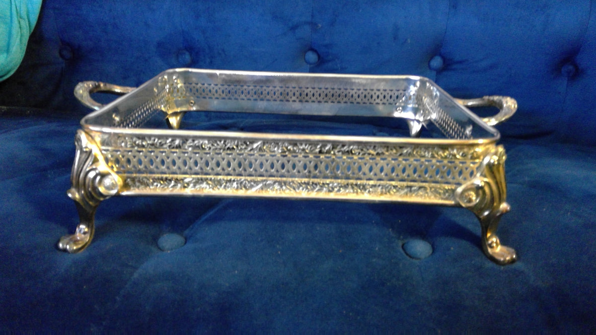 Vintage 1980s Anchor Hocking 7-Piece Casserole Set with Silver-Plated Serving Tray