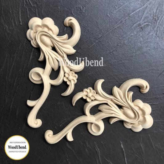 WUB1388-9 Decorative Floral Scroll Set 6.30″ x 3.15″