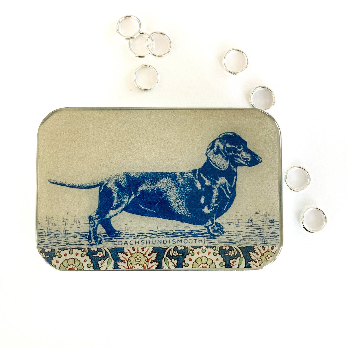 Firefly Notes - Dachshund notions tin, stitch marker tin