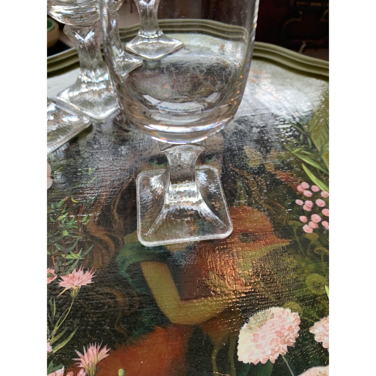 Clear Vintage Champagne Drinking Glasses Set of 4