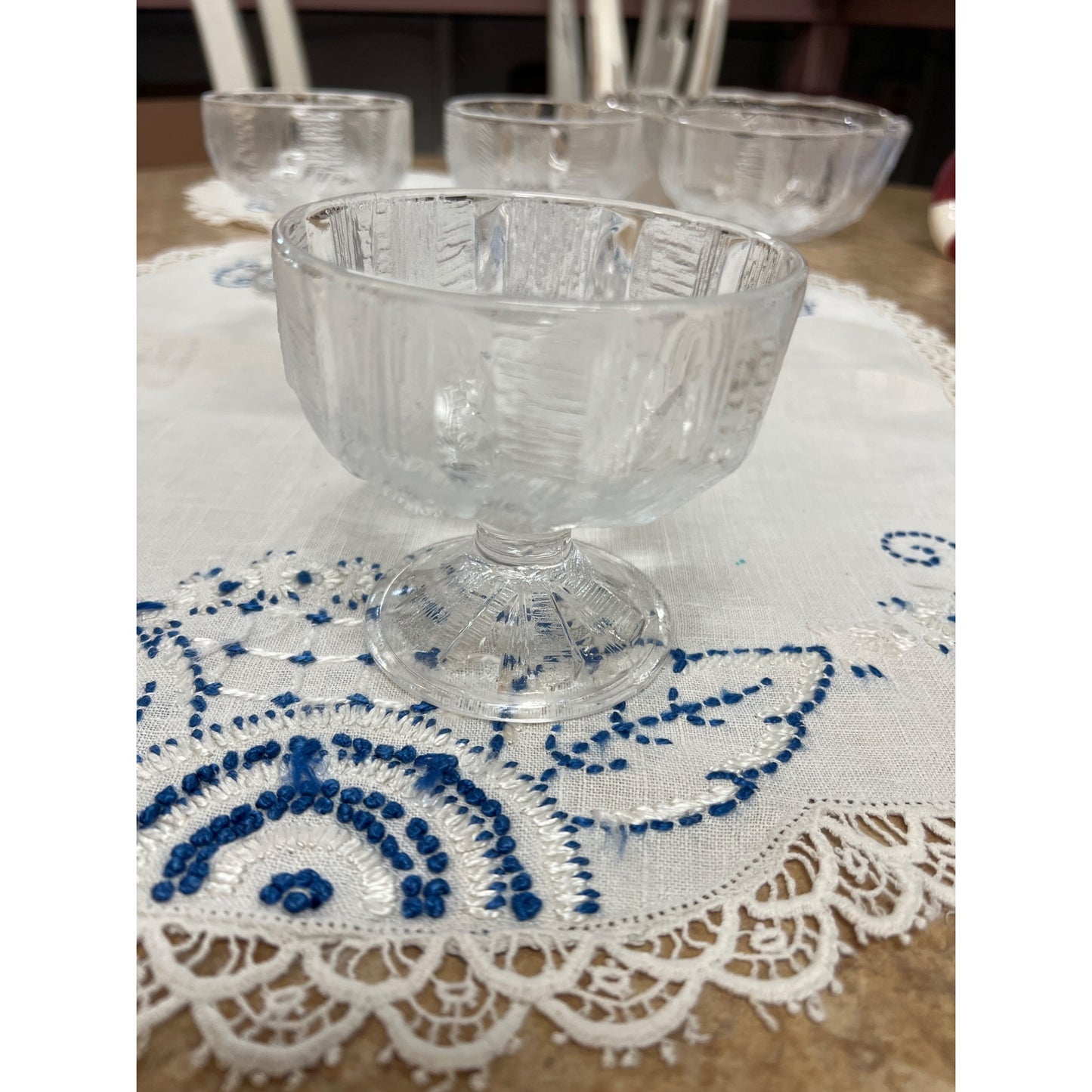 1960s Mikasa Hoya Stemmed Glassware Ice Castle Design Pressed Glass