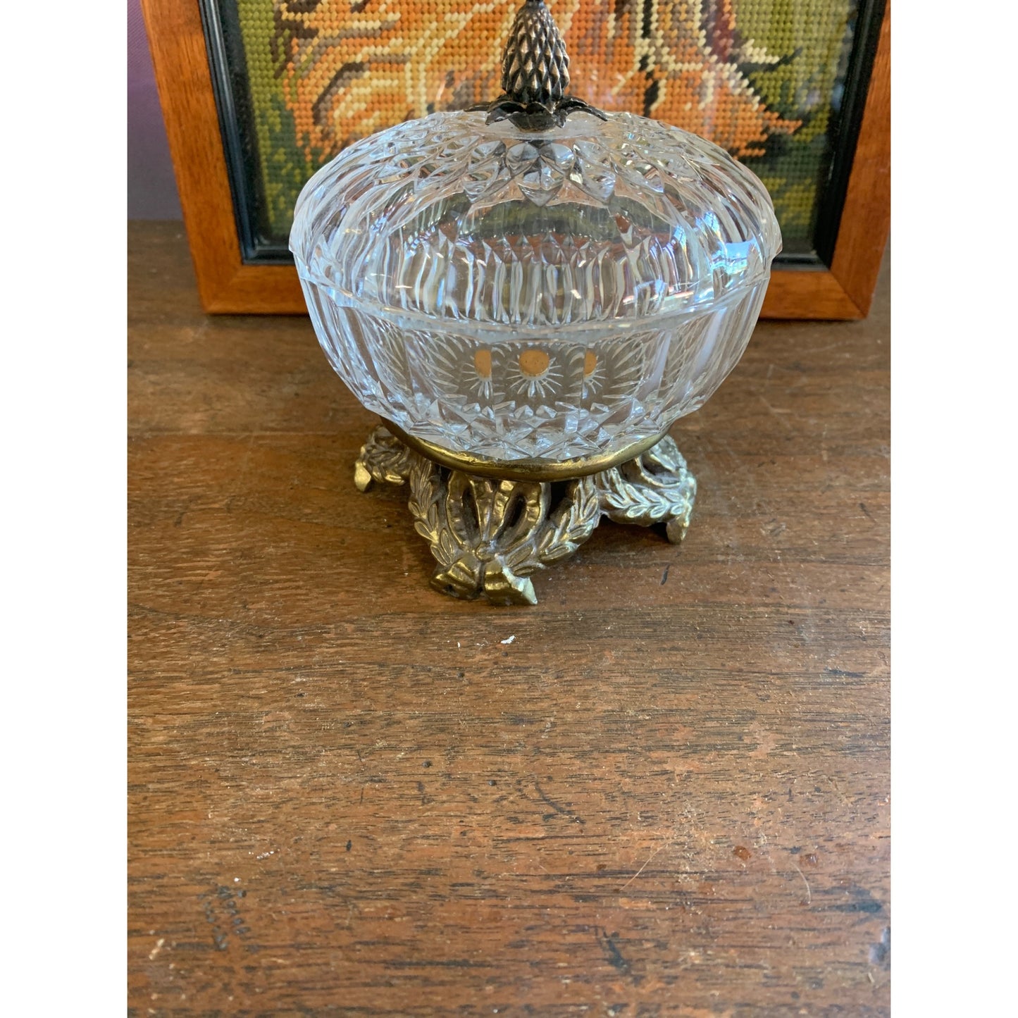 1960’s Crystal Trinket Dish with Pineapple Top
