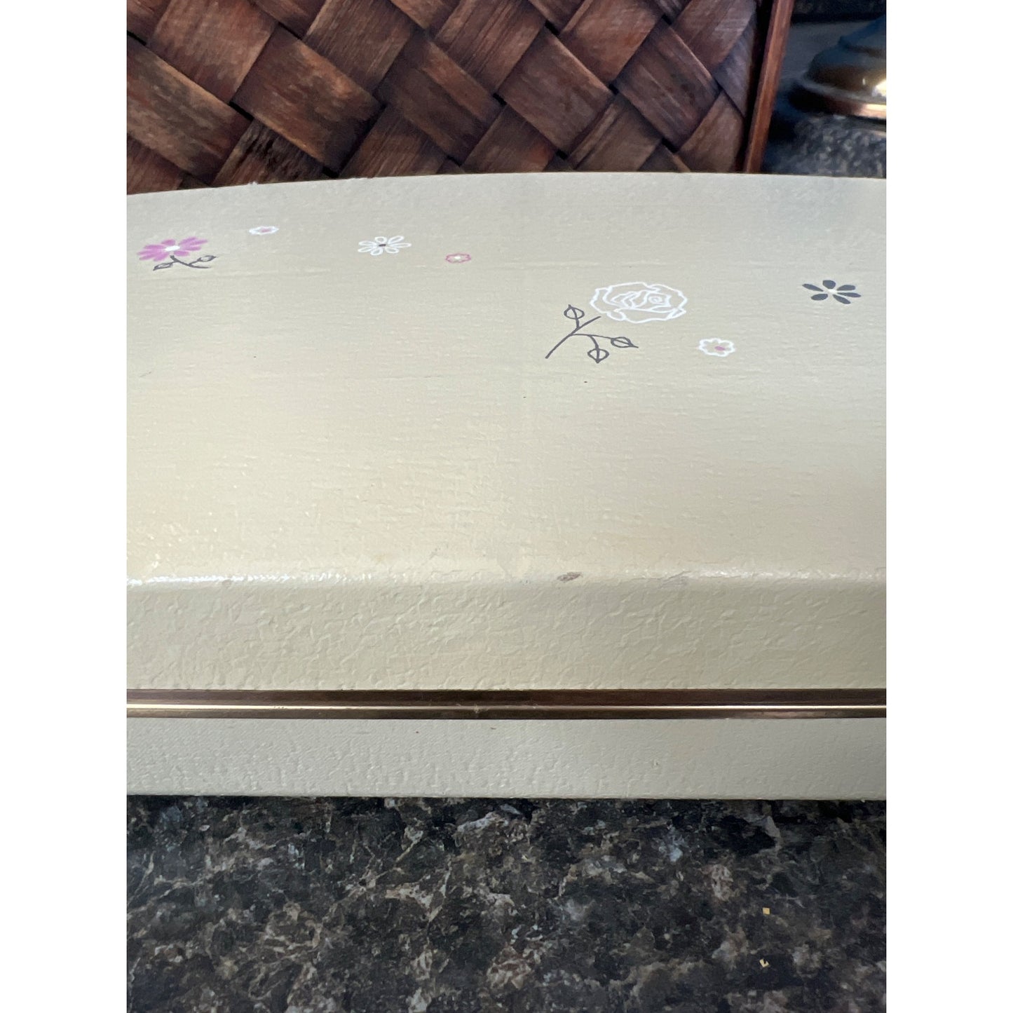Vintage Farrington 20 Compartment Hard Cover Jewelry Case with Deep Pink Velvet and Floral Design