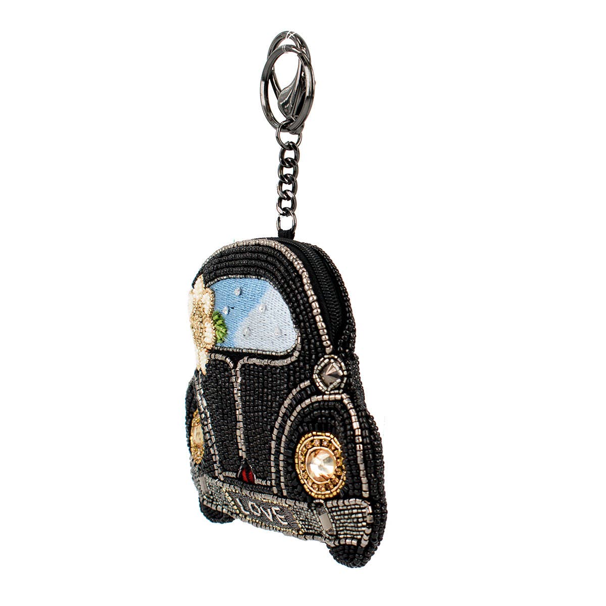 Mary Frances Accessories - On the Road Black Car White Flower Coin Purse