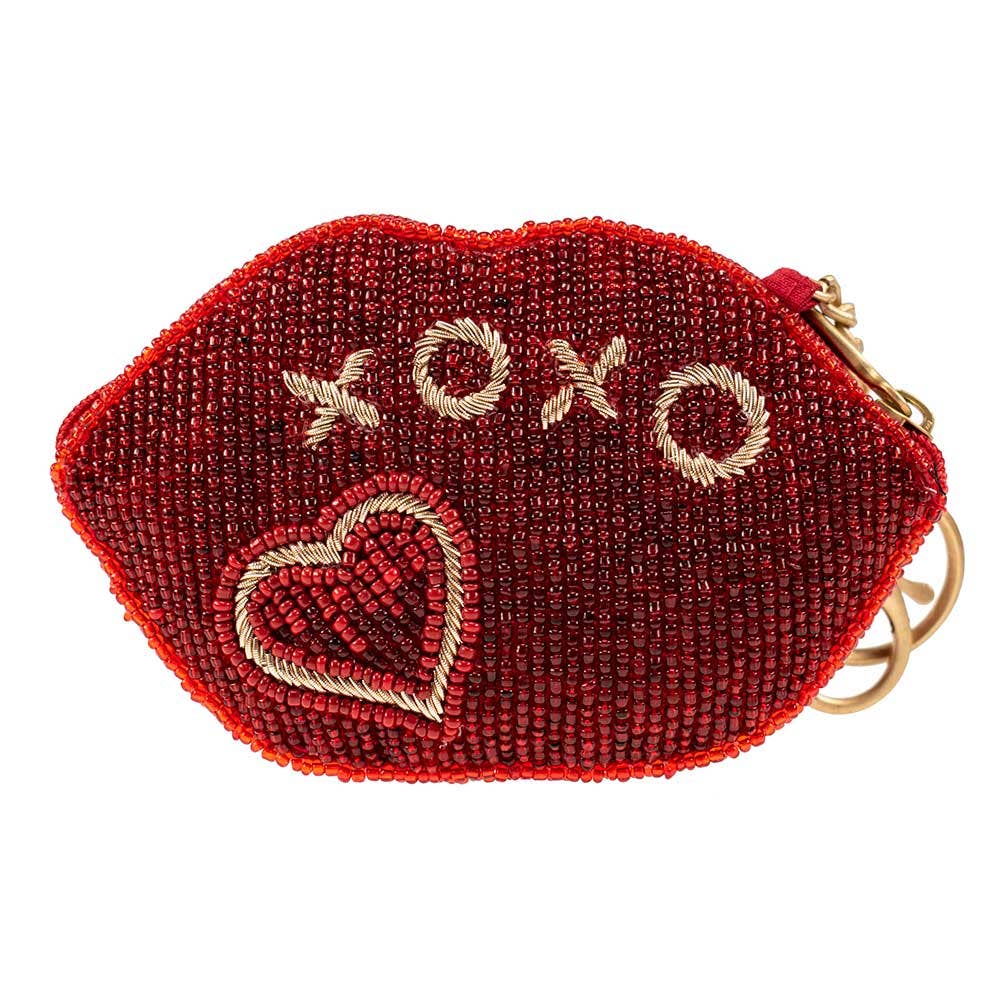 Mary Frances Accessories - XOXO Beaded Lips Coin Purse/Key Fob