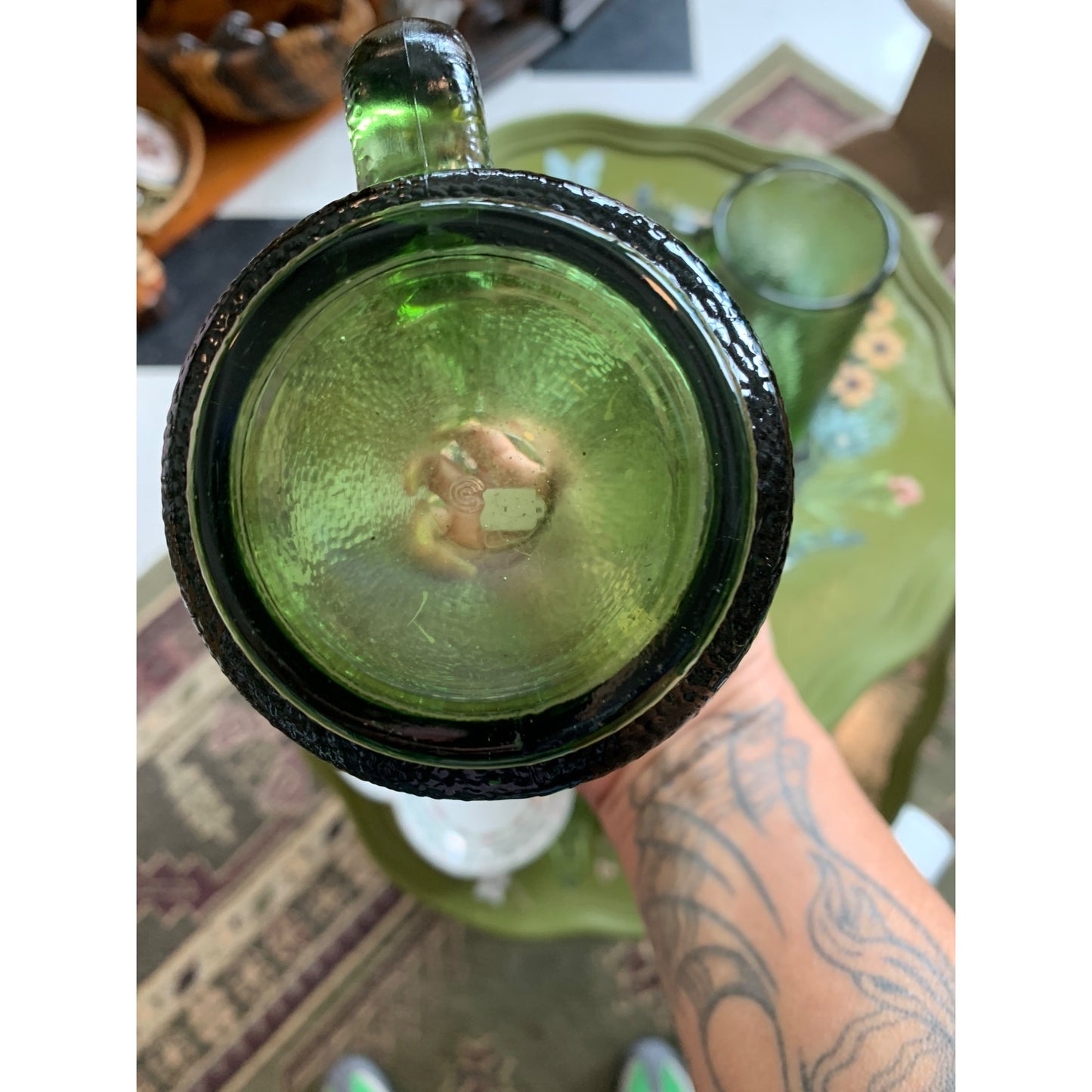 Green Peel Textured Glass Beer Mugs