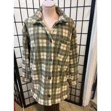 Load image into Gallery viewer, Cuddl Duds Fleecewear Sherpa Button Shacket Olivemoss Plaid size M
