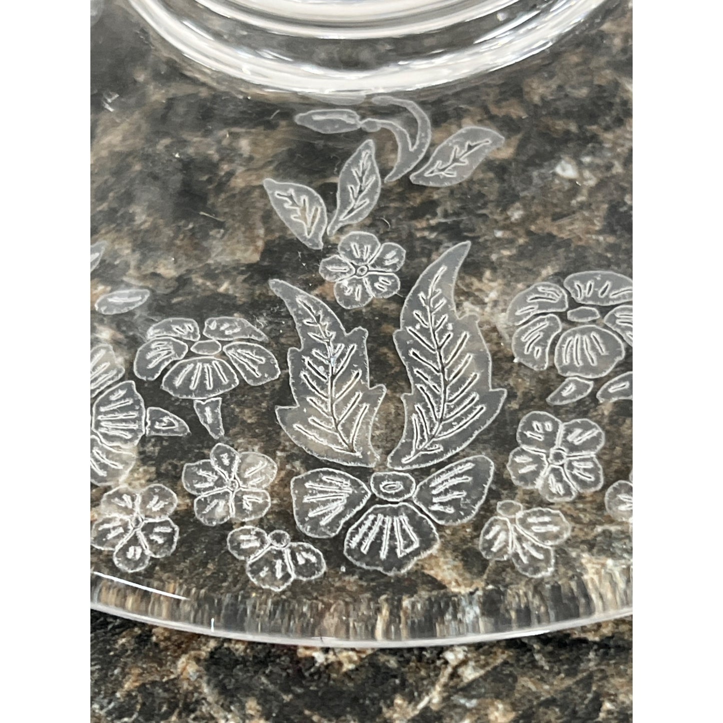Pair of Vintage Martinsville Etched Glass Teardrop Double Taper Candlestick Holders