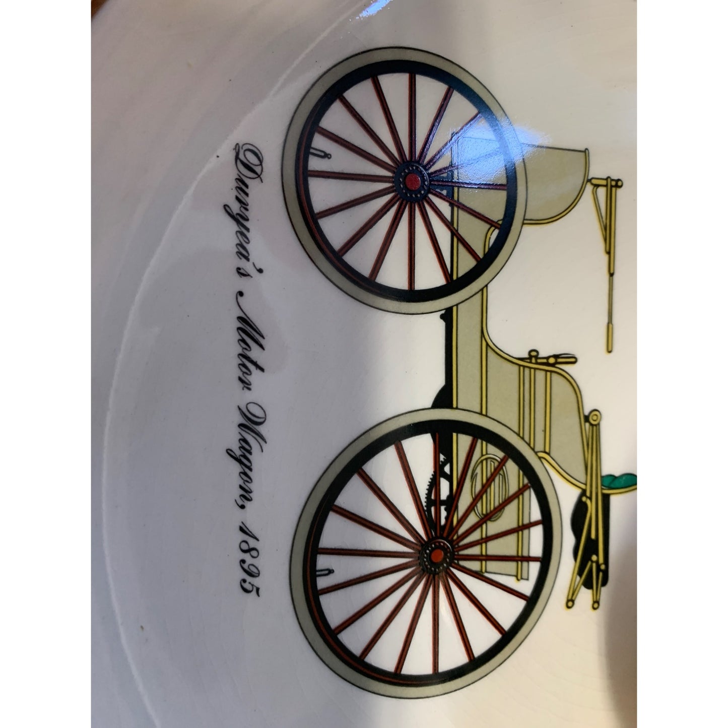 1895-1903 Gold Trim Porcelain Lunch Set of 4 Antique Automobiles