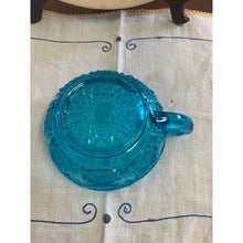 Load image into Gallery viewer, 1950s Vintage Aqua/Teal Finger Hold Saw Tooth Edge Bowl
