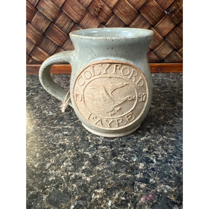 Coly Ford Fayre Stoneware Mug signed in Earthy Green and Beige