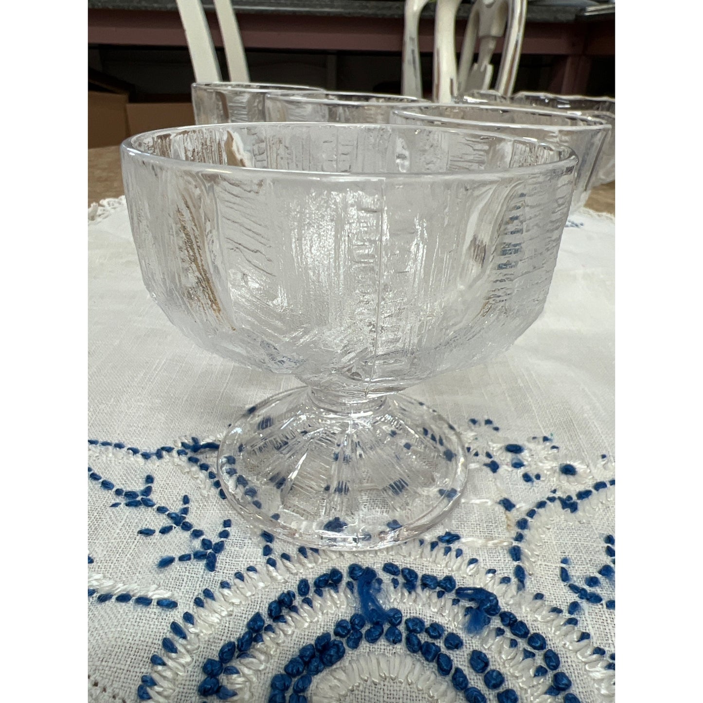 1960s Mikasa Hoya Stemmed Glassware Ice Castle Design Pressed Glass