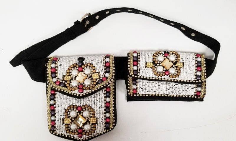 Ricki designs - Pearl Embroidered Boho Chic Women's Belt Bag