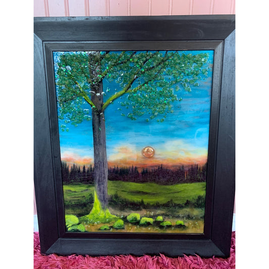 Moss Tree with Moss Rocks Resin and Glass By Kimberly Bottemiller