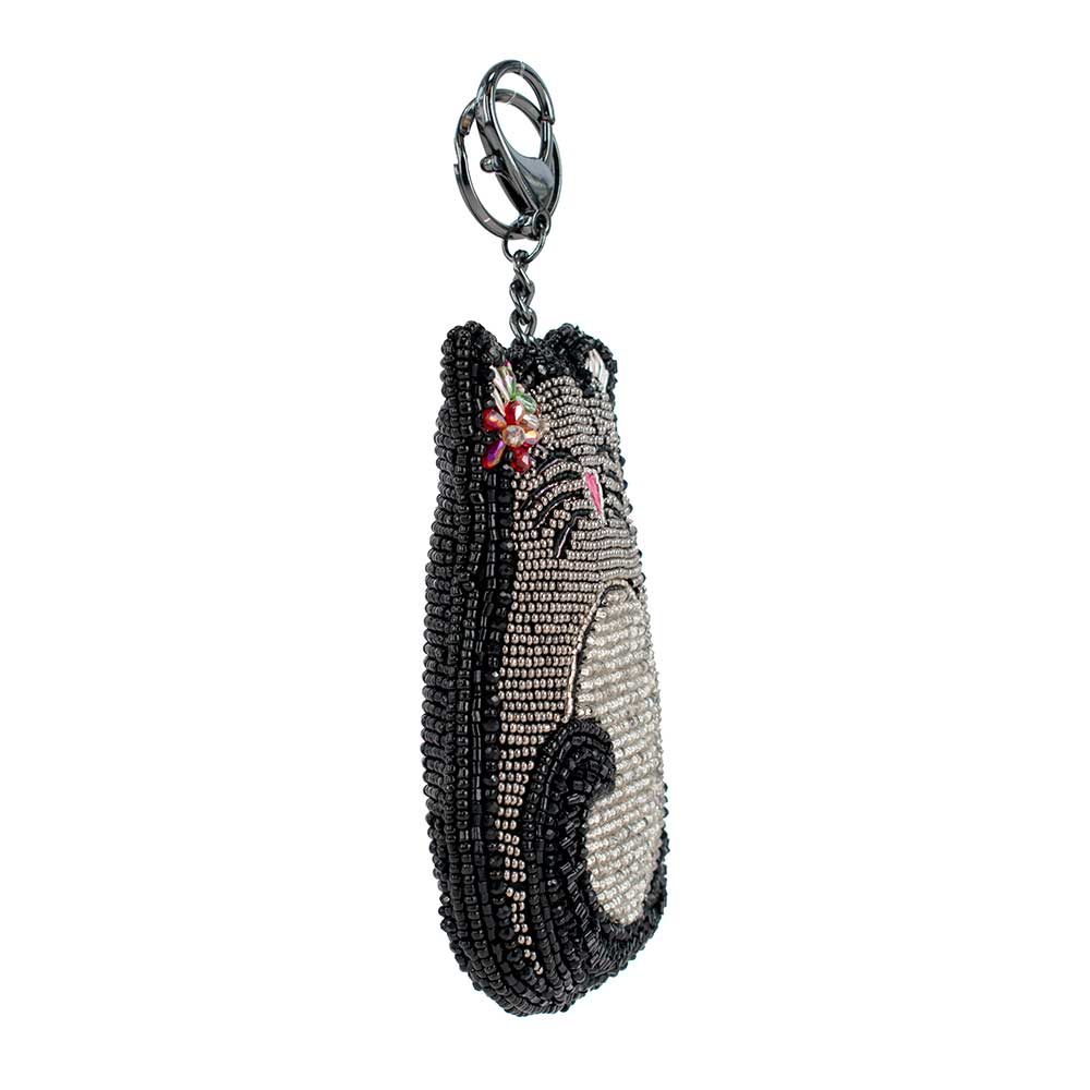 Mary Frances Accessories - Pounce Beaded Cat Coin Purse Key Fob
