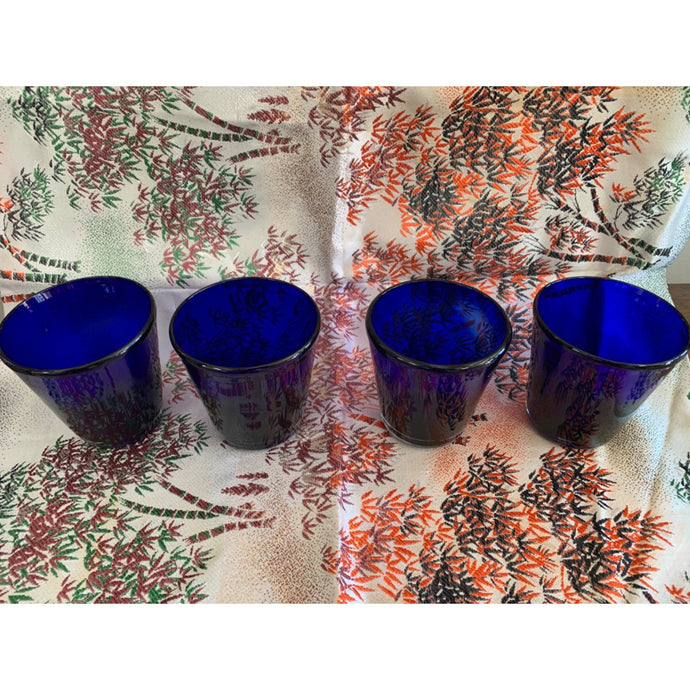 Mexican Handblown Cobalt set of 4 glasses