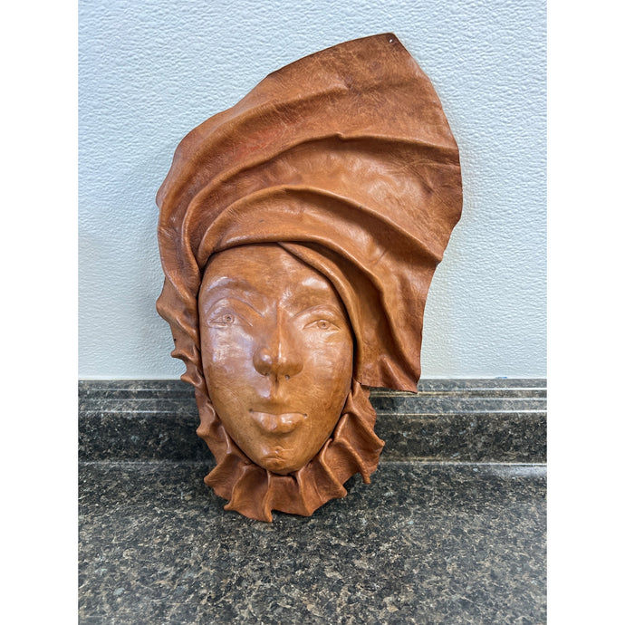 Handmade Vintage Leather 3D Face Sculpture
