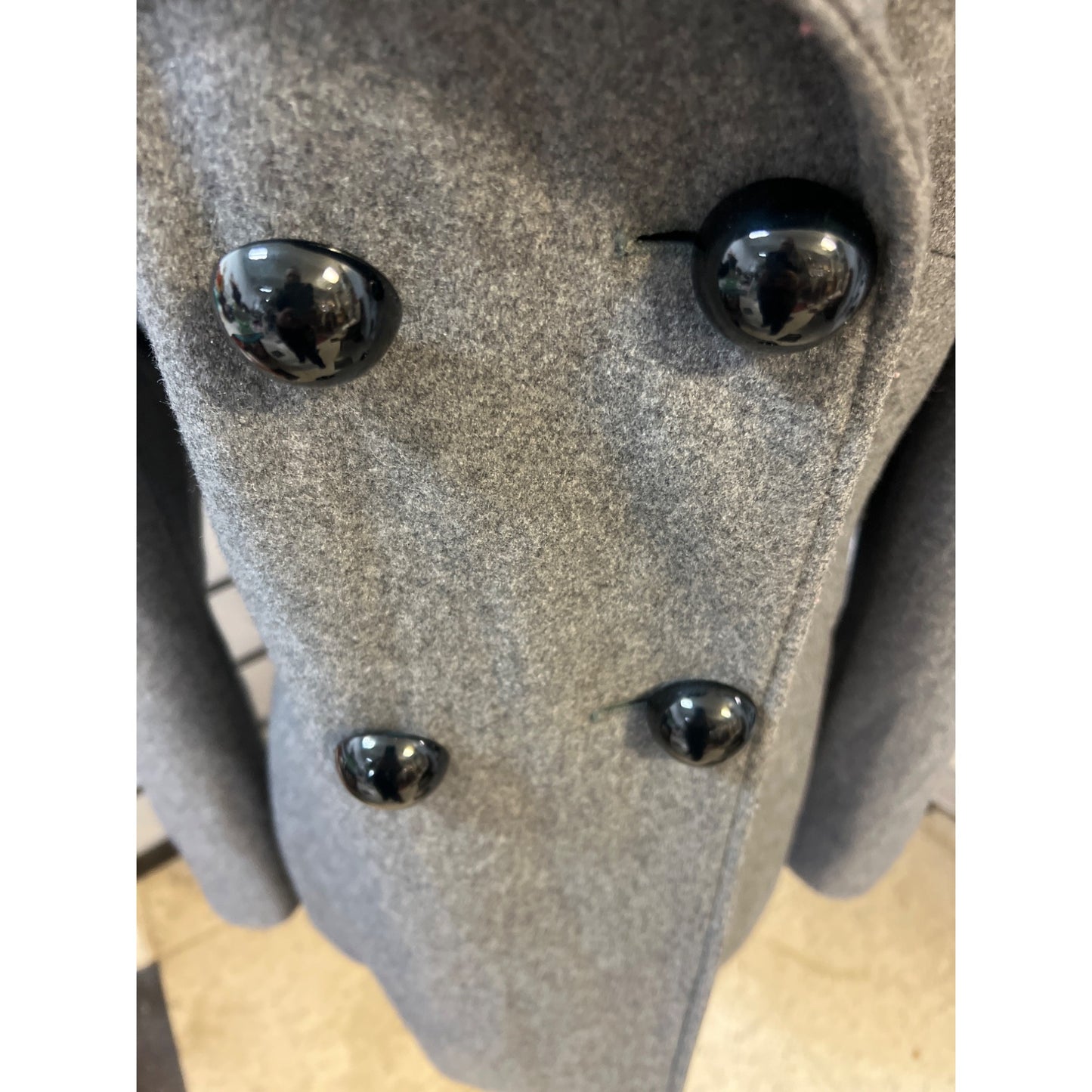 Black Rivet Charcoal Gray Coat wit Large Black Buttons size XL