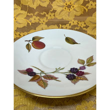 Load image into Gallery viewer, Vintage 6-1/2” Saucer Royal Worcester &quot;Evesham Gold&quot; Apples, Plums, Currants, Blackberries, Apricot, Gold Rim, Made in England
