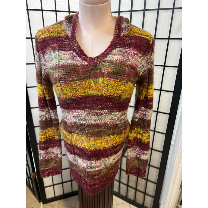 Ultra Flirt Hooded Pullover Knit Multicolored Sweater size Large