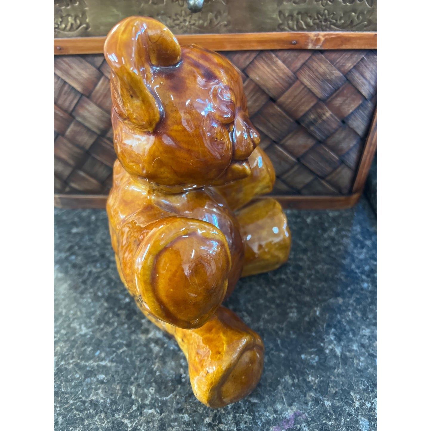 Vintage Ceramic Brown Ronnie Teddy Bear Piggy Bank